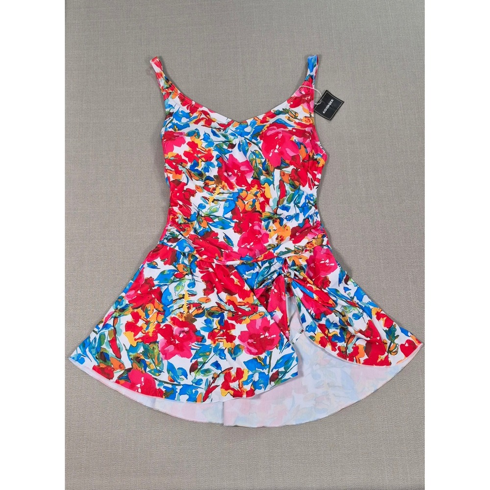 Aidonger Womens Floral One Piece Swim Dress Tummy Control Swimsuit Large NEW